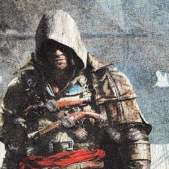 Assassins Creed Shirt XL 24x28 Baggy Bleached Black Flag - Picture 7 of 11